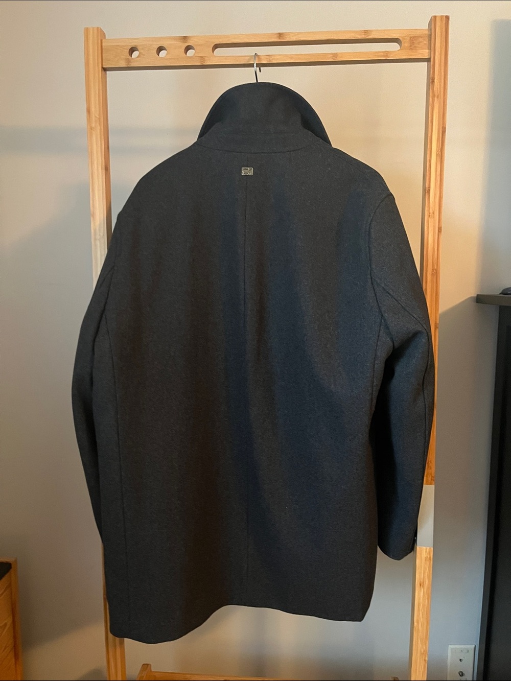 Calvin Klein Black Men's Wool-Blend Pea Coat with Quilted Liner - Picture 3 of 3